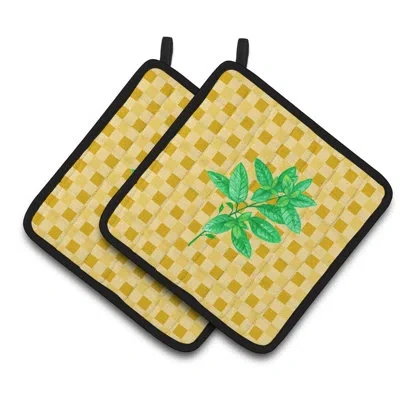Caroline's Treasures Basil On Basketweave Potholder In Green;yellow