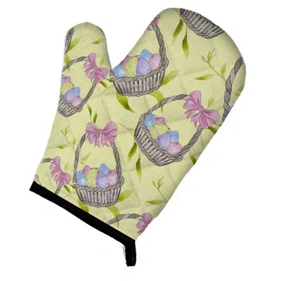 Caroline's Treasures Basket And Eggs Oven Mitt In Pink;light Green