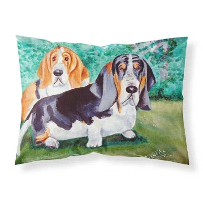 Caroline's Treasures Basset Hound Double Trouble Pillowcase In Teal