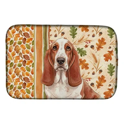 Caroline's Treasures Basset Hound Heirloom Fall Dish Drying Mat In Natural