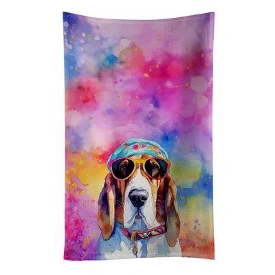 Caroline's Treasures Basset Hound Hippie Dawg Kitchen Towel In Multicolor