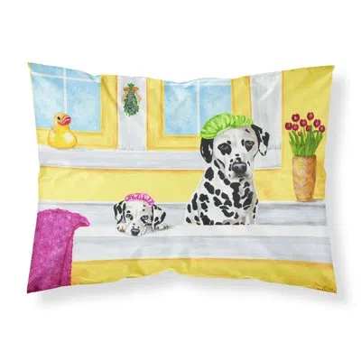 Caroline's Treasures Bath Day Dalmatian Pillowcase In Yellow