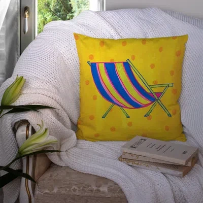 Caroline's Treasures Beach Chair Indoor Outdoor Throw Pillow In Yellow
