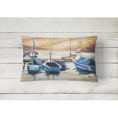 Caroline's Treasures Beach View With Sailboats Indoor/outdoor Throw Pillow