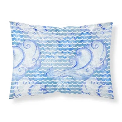 Caroline's Treasures Beach Watercolor Abstract Waves Pillowcase In Blue
