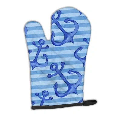 Caroline's Treasures Beach Watercolor Anchors Oven Mitt In Blue;sky Blue