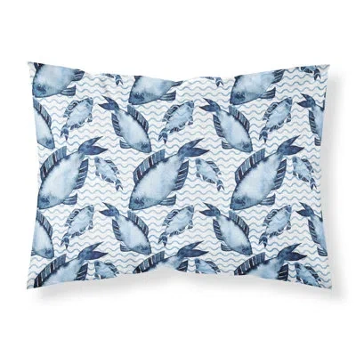 Caroline's Treasures Beach Watercolor Fishes Pillowcase In Blue