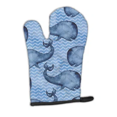 Caroline's Treasures Beach Watercolor Whales Oven Mitt In Blue;sky Blue