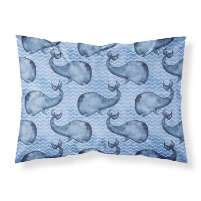 Caroline's Treasures Beach Watercolor Whales Pillowcase In Blue