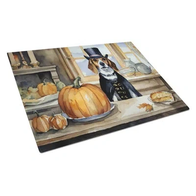 Caroline's Treasures Beagle Fall Kitchen Pumpkins Glass Cutting Board Large