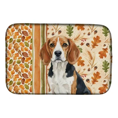 Caroline's Treasures Beagle Heirloom Fall Dish Drying Mat In Natural