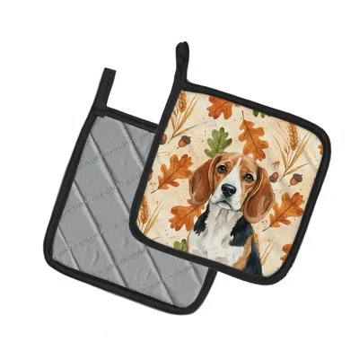 Caroline's Treasures Beagle Heirloom Fall Pair Of Pot Holders In Multicolor