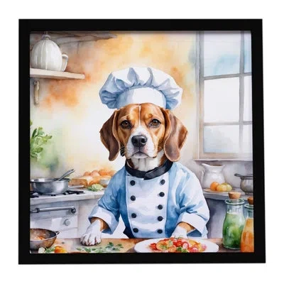Caroline's Treasures Beagle The Chef Framed Metal Print In Multi