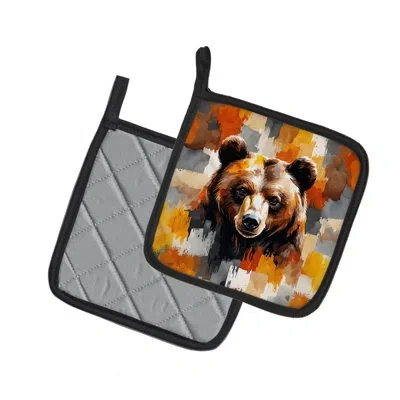 Caroline's Treasures Bear Uniquely Bear Pride Pair Of Pot Holders In Multicolor