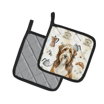Caroline's Treasures Bearded Collie Coffee Bar Pair Of Pot Holders In Multicolor