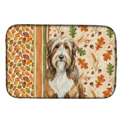 Caroline's Treasures Bearded Collie Heirloom Fall Dish Drying Mat In Natural