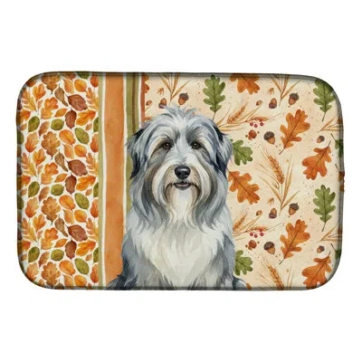 Caroline's Treasures Bearded Collie Heirloom Fall Dish Drying Mat In Natural