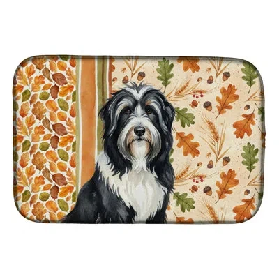 Caroline's Treasures Bearded Collie Heirloom Fall Dish Drying Mat In Natural