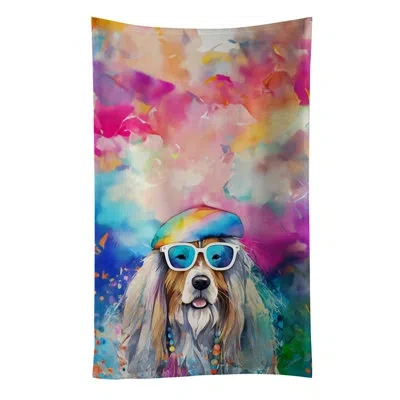 Caroline's Treasures Bearded Collie Hippie Dawg Kitchen Towel In Multicolor