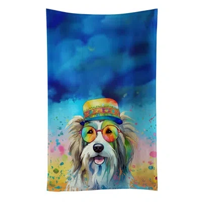 Caroline's Treasures Bearded Collie Hippie Dawg Kitchen Towel In Multicolor