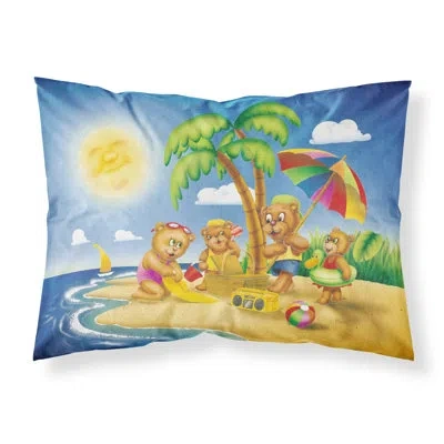 Caroline's Treasures Bears Playing At The Beach Pillowcase In Blue