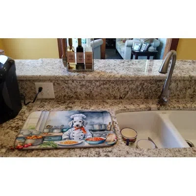 Caroline's Treasures Bedlington Terrier The Chef Dish Drying Mat In Natural