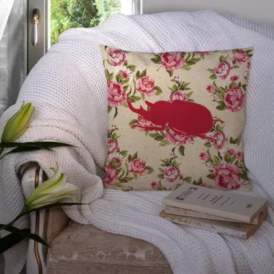 Caroline's Treasures Beetle Shabby Elegance Pink Roses Floral 14" Throw Pillow In Light Yellow
