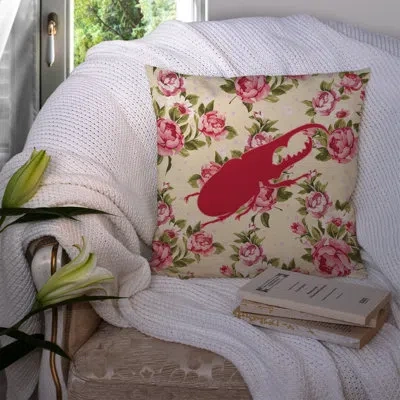 Caroline's Treasures Beetle Shabby Elegance Yellow Roses Floral 14" Throw Pillow In Light Yellow
