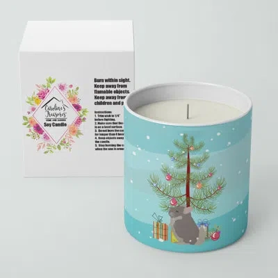 Caroline's Treasures Beige Wellman Chinchilla Merry Christmas 10 oz Decorative Soy Candle In Blue;green