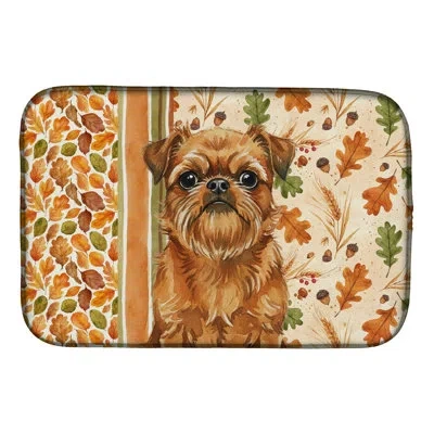Caroline's Treasures Belge Brussels Griffon Heirloom Fall Dish Drying Mat In Natural