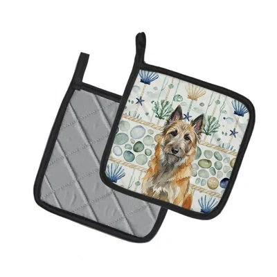 Caroline's Treasures Belgian Laekenois Coastal Sea Glass Pair Of Pot Holders In Multicolor