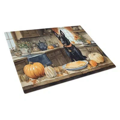 Caroline's Treasures Belgian Malinois Fall Kitchen Pumpkins Glass Cutting Board Large