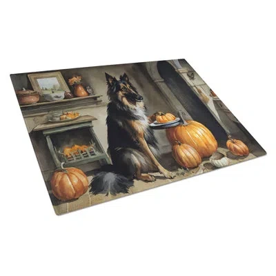Caroline's Treasures Belgian Tervuren Fall Kitchen Pumpkins Glass Cutting Board Large