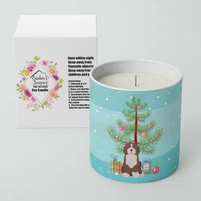 Caroline's Treasures Bernedoodle #2 Christmas Tree 10 oz Decorative Soy Candle In Blue;green