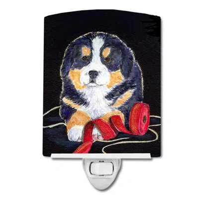 Caroline's Treasures Bernese Mountain Dog Ceramic Night Light In Black