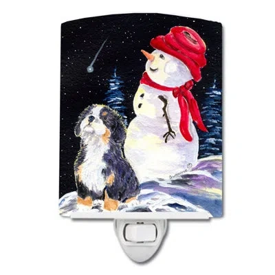 Caroline's Treasures Bernese Mountain Dog Ceramic Night Light In White