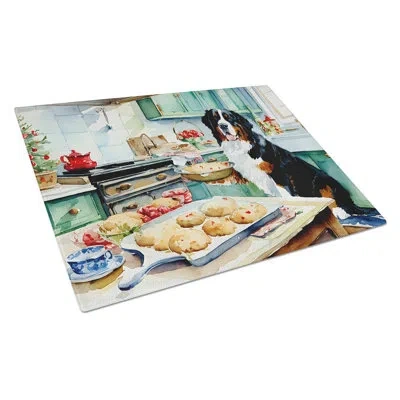 Caroline's Treasures Bernese Mountain Dog Christmas Cookies Glass Cutting Board