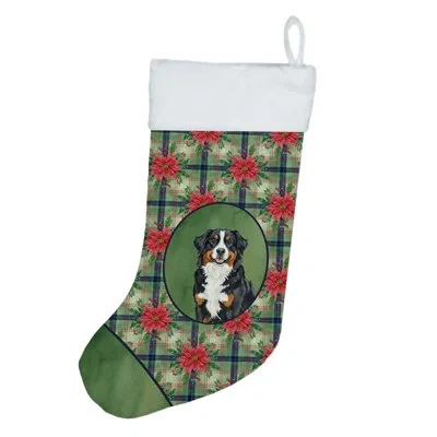 Caroline's Treasures Bernese Mountain Dog Christmas Poinsettias Holiday Stocking In Multicolor