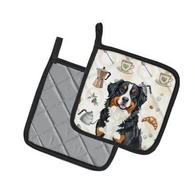 Caroline's Treasures Bernese Mountain Dog Coffee Bar Pair Of Pot Holders In Multicolor