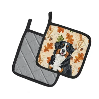 Caroline's Treasures Bernese Mountain Dog Heirloom Fall Pair Of Pot Holders In Multicolor