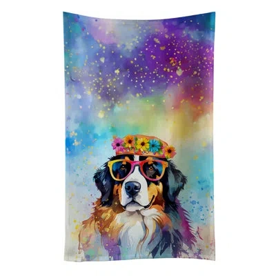 Caroline's Treasures Bernese Mountain Dog Hippie Dawg Kitchen Towel In Multicolor