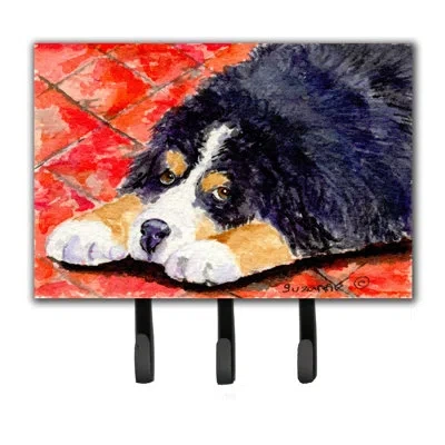 Caroline's Treasures Bernese Mountain Dog Leash Holder And Key Holder In Black;red