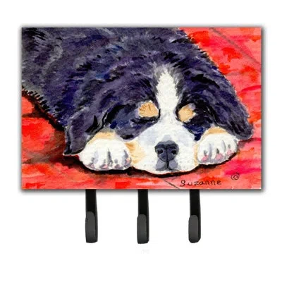 Caroline's Treasures Bernese Mountain Dog Leash Holder And Key Hook In Black;white;red