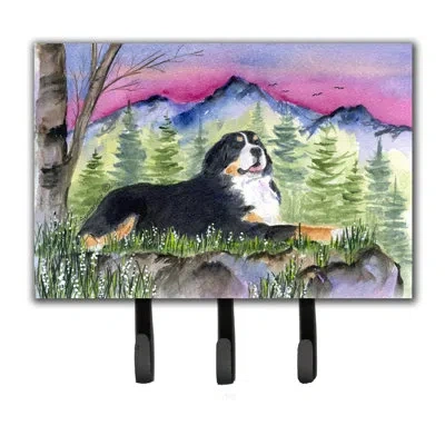 Caroline's Treasures Bernese Mountain Dog Leash Holder And Key Hook In Green;gray