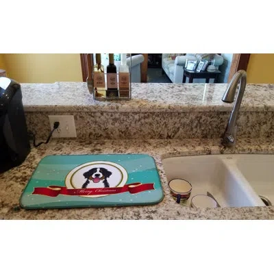 Caroline's Treasures Bernese Mountain Dog Merry Christmas Drying Mat In Blue;blue