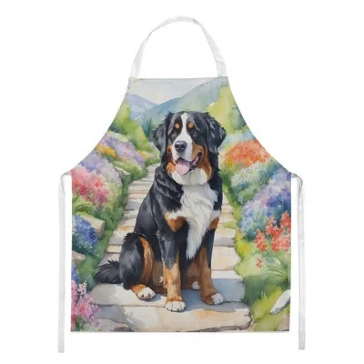 Caroline's Treasures Bernese Mountain Dog Spring Path Apron In Multicolor