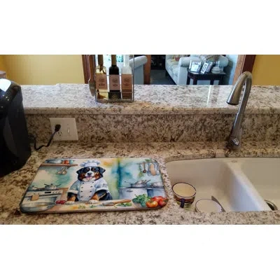 Caroline's Treasures Bernese Mountain Dog The Chef Dish Drying Mat In Natural