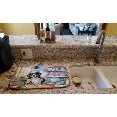 Caroline's Treasures Bernese Mountain Dog The Chef Dish Drying Mat In Natural