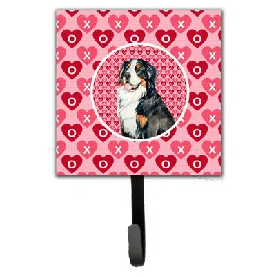 Caroline's Treasures Bernese Mountain Dog Valentine's Love And Hearts Leash Holder And Wall Hook In Pink