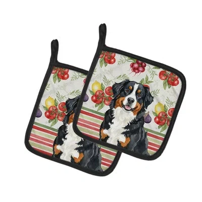 Caroline's Treasures Bernese Mountain Dog Vegetables Pair Of Pot Holders In Multicolor